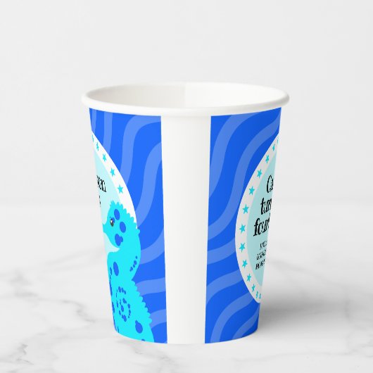 Leuke Gelukkige Verjaardag Blauwe Jongen Seahorse  Papieren Bekers (Links)