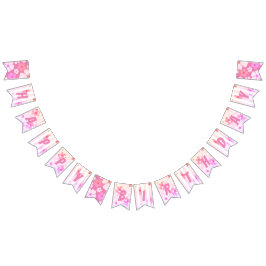 Leuke Gelukkige Verjaardag Bubble Gum Roze Perzik Vlaggetjes