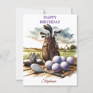 Leuke Gelukkige Verjaardag Golfbal Liefhebbers Briefkaart