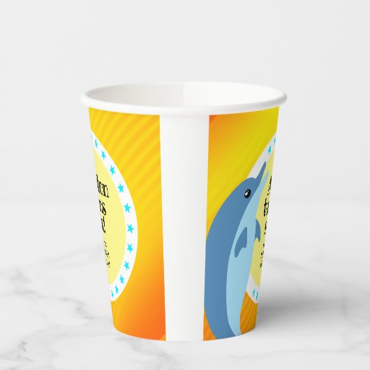 Leuke Gelukkige Verjaardag Jongen Blauwe Dolfijn i Papieren Bekers (Links)