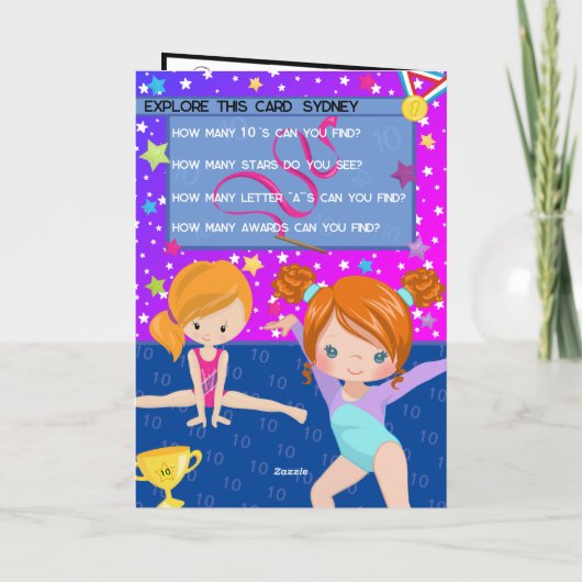 Leuke Gember Meisjes Turnen Kleurplaat Verjaardag Kaart (Achterkant)