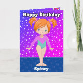 Leuke Gember Meisjes Turnen Kleurplaat Verjaardag Kaart (Voorkant)