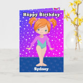 Leuke Gember Meisjes Turnen Kleurplaat Verjaardag Kaart (Gele Bloem)