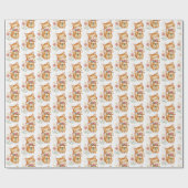 Leuke gemberkat met bloemen cadeaupapier (Vlak)