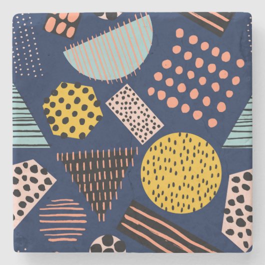 Leuke geometrie: Abstract veelkleurig patroon Stenen Onderzetter (Voorkant)