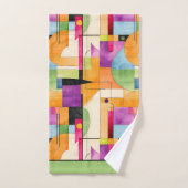 Leuke Geometrische Abstract in Sinaasappel, Groen  Bad Handdoek (Handdoek)