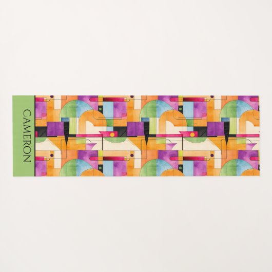 Leuke Geometrische Abstract in Sinaasappel, Groen  Yogamat (Achterkant (horizontaal))