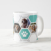 Leuke geometrische hart poot Blauwgroen hond foto  Grote Koffiekop (Voorkant rechts)
