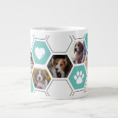 Leuke geometrische hart poot Blauwgroen hond foto  Grote Koffiekop (Voorkant)