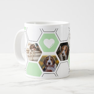 Leuke geometrische hart poot groene hond foto aand grote koffiekop
