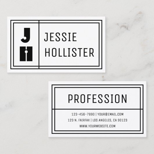 Leuke Geometrische Moderne Initialen & Naam Visitekaartje (Voorkant / Achterkant)