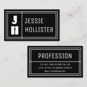 Leuke Geometrische Moderne Initialen & Naam | Zwar Visitekaartje (Voorkant / Achterkant)