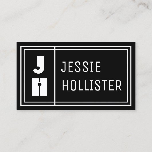 Leuke Geometrische Moderne Initialen & Naam | Zwar Visitekaartje (Voorkant)