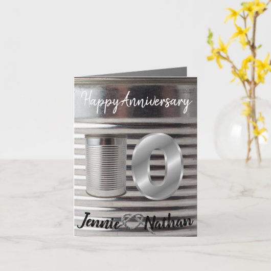Leuke gepersonaliseerde 10e huwelijksverjaardag kaart (Gele Bloem)