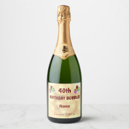 Leuke gepersonaliseerde 40e verjaardag sparkling wijnetiket