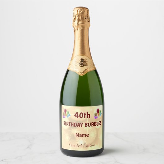 Leuke gepersonaliseerde 40e verjaardag sparkling wijnetiket (Voorkant)