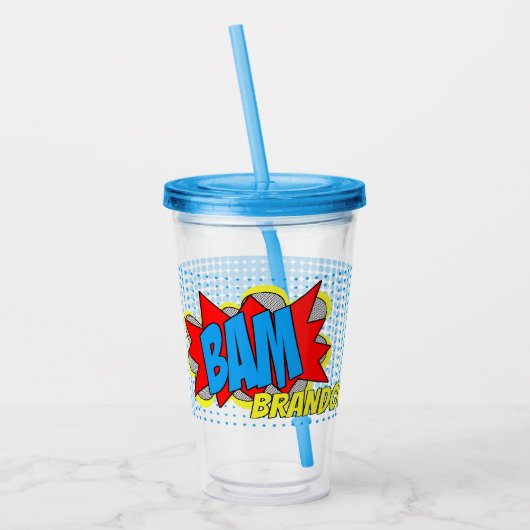 Leuke gepersonaliseerde aangepaste stripboek Pop A Acryl Drinkbeker (Links)
