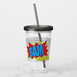 Leuke gepersonaliseerde aangepaste stripboek Pop A Acryl Drinkbeker
