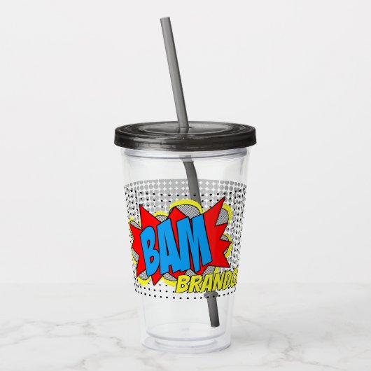 Leuke gepersonaliseerde aangepaste stripboek Pop A Acryl Drinkbeker (Links)