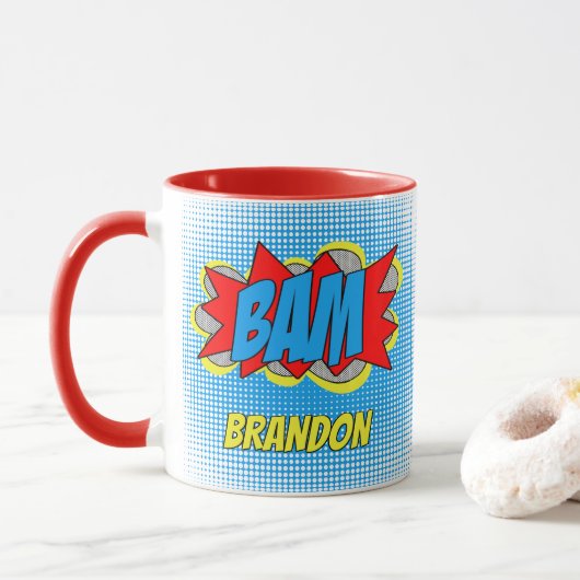 Leuke gepersonaliseerde aangepaste stripboek Pop A Mok (Met donut)