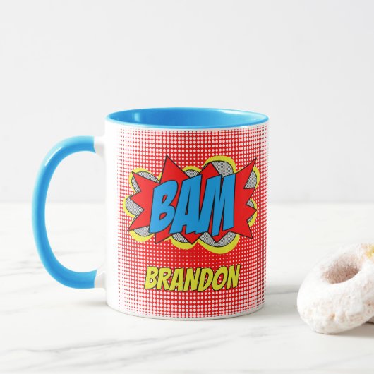 Leuke gepersonaliseerde aangepaste stripboek Pop A Mok (Met donut)