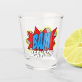 Leuke gepersonaliseerde aangepaste stripboek Pop A Shot Glas (Voorkant)