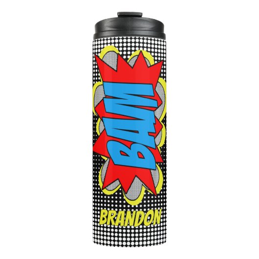 Leuke gepersonaliseerde aangepaste stripboek Pop A Thermosbeker (Voorkant)