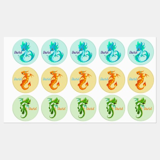 Leuke gepersonaliseerde baby Dragon Labels (Vel)