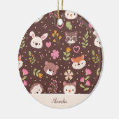 Leuke gepersonaliseerde bosdieren Kinder kerst Keramisch Ornament (Links)