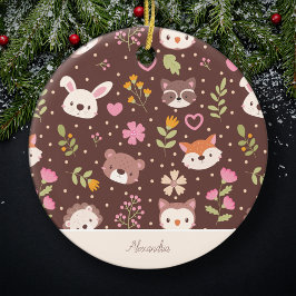 Leuke gepersonaliseerde bosdieren Kinder kerst Keramisch Ornament