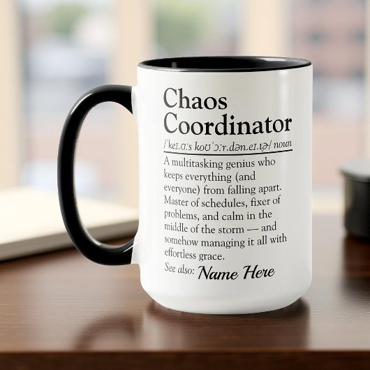 Leuke gepersonaliseerde chaoscoördinator waarderin mok