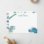 Leuke gepersonaliseerde dinosaurus notitiekaartje (Voorkant / Achterkant in situ)
