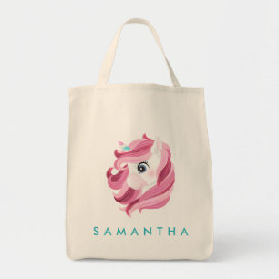 Leuke gepersonaliseerde eenhoorn regenboog blauwe  tote bag