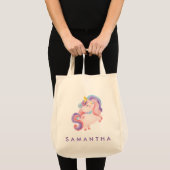 Leuke gepersonaliseerde eenhoorn regenboog paarse  tote bag (Voorkant (product))