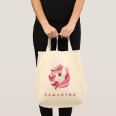 Leuke gepersonaliseerde eenhoorn regenboog roze ca tote bag (Voorkant (product))