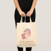 Leuke gepersonaliseerde eenhoorn regenboog roze ca tote bag (Voorkant (product))