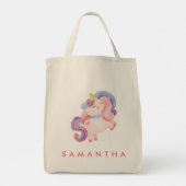 Leuke gepersonaliseerde eenhoorn regenboog roze ca tote bag (Achterkant)
