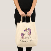 Leuke gepersonaliseerde eenhoorn regenboog tote bag (Voorkant (product))