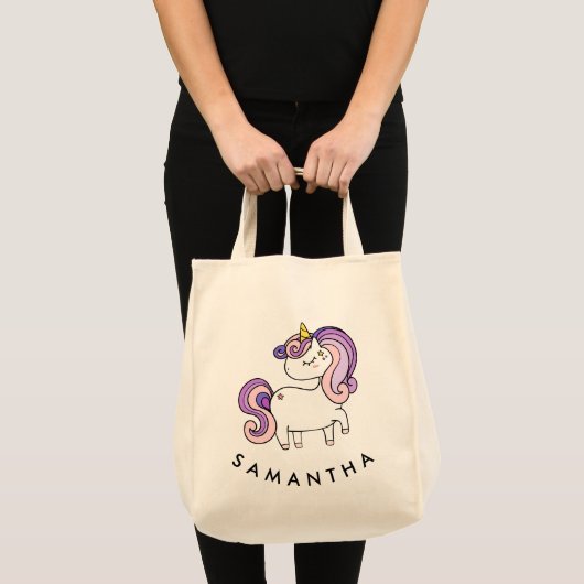 Leuke gepersonaliseerde eenhoorn regenboog tote bag (Voorkant (product))