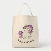 Leuke gepersonaliseerde eenhoorn regenboog tote bag (Voorkant)