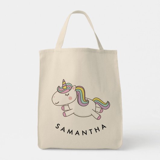 Leuke gepersonaliseerde eenhoorn regenboog tote bag (Achterkant)