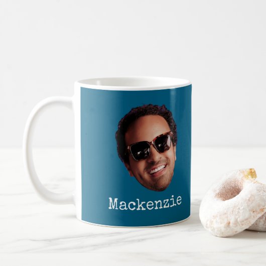 Leuke Gepersonaliseerde Gezichtsfoto Koffiemok (Met donut)