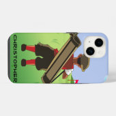 Leuke gepersonaliseerde golfer op golfbaan iPhone hoesje (Achterkant horizontaal)