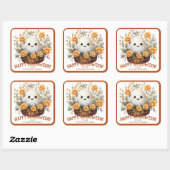 Leuke gepersonaliseerde Halloween Ghost Vierkante Sticker (Vel)