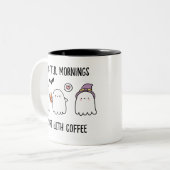Leuke gepersonaliseerde Herfst Halloween Ghosts Tweekleurige Koffiemok (Voorkant links)