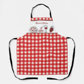 Leuke gepersonaliseerde Italiaanse Red Gingham kok Schort (Voorkant)