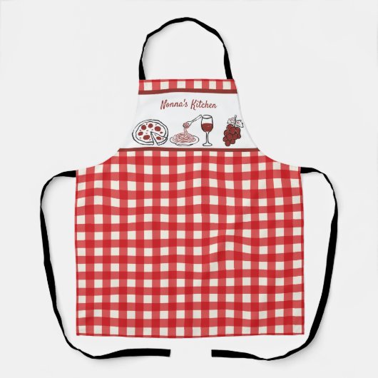 Leuke gepersonaliseerde Italiaanse Red Gingham kok Schort (Voorkant)