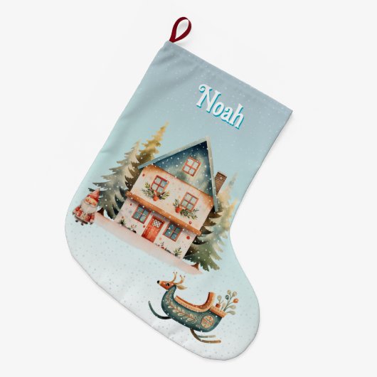 Leuke gepersonaliseerde kerstkous grote kerstsok (Voorkant (Hangend))