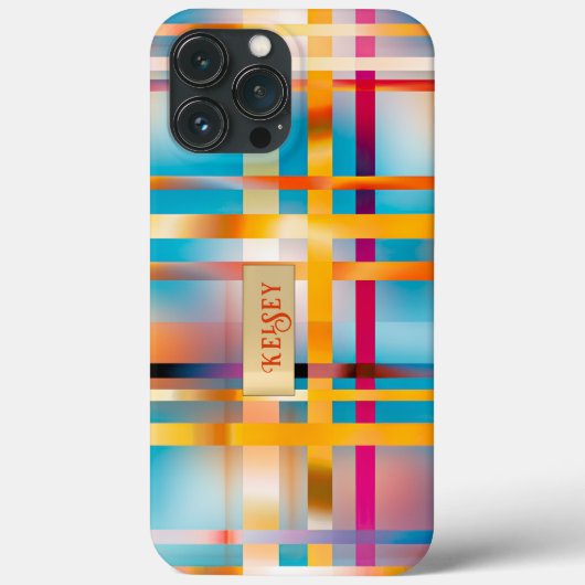 Leuke gepersonaliseerde kleurrijke geruite zomer Case-Mate iPhone case (Achterkant)