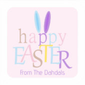 Leuke gepersonaliseerde kleurrijke Happy Easter Bu Sticker (Voorkant)